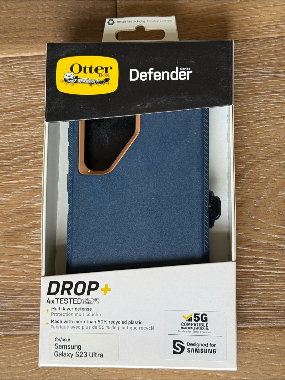 New OtterBox Defender Series Case for Samsung Galaxy S23 Ultra Navy/copper brown